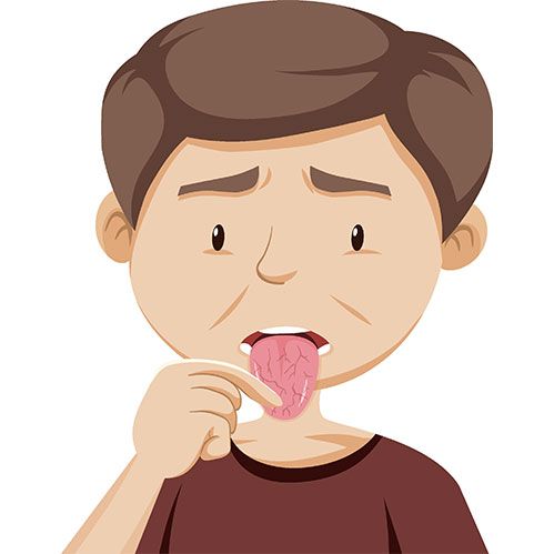 Boy checking his tongue