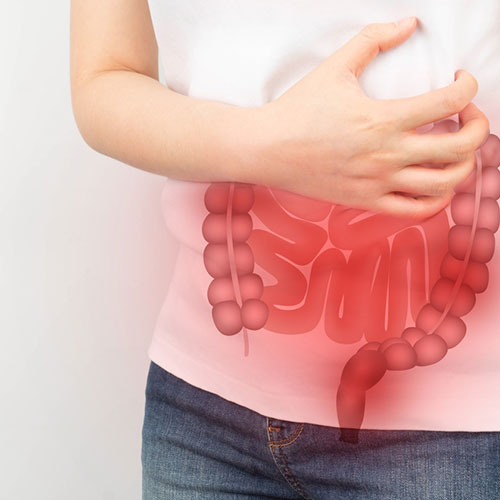 Women holding her Stomach