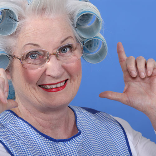 Women with hair rolls