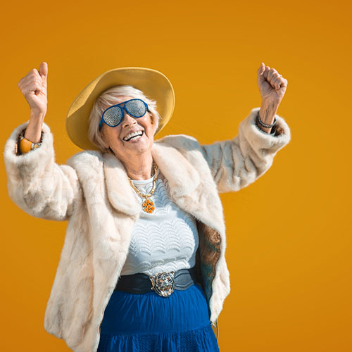 Old man in jolly mood