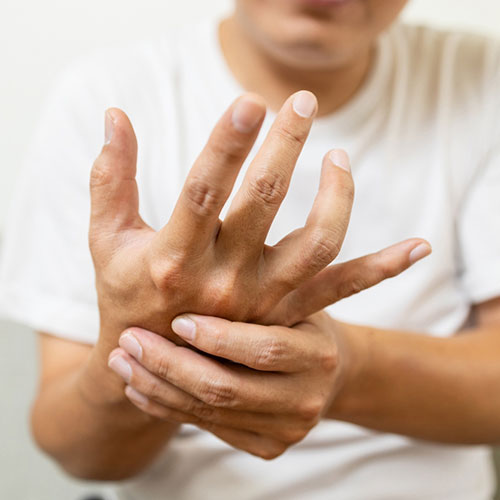 man checking his bones