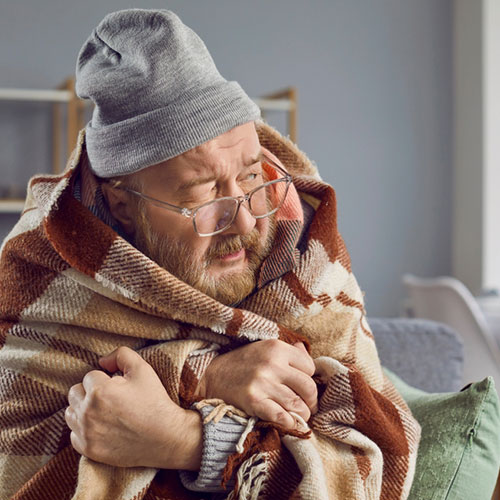 Old man feeling cold