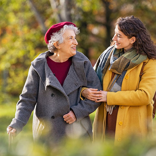 Old lady sharing a good time