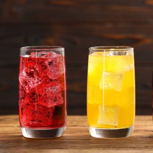 Different type of glasses for drinks for elderly