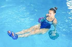 Wall Chair exercise in swimming pool 
