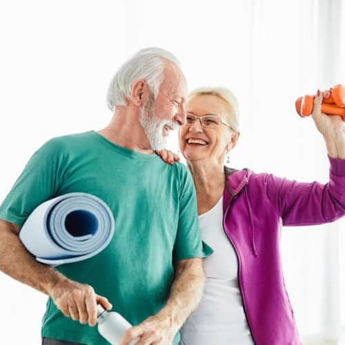 Elderly couple Focusing on staying fit