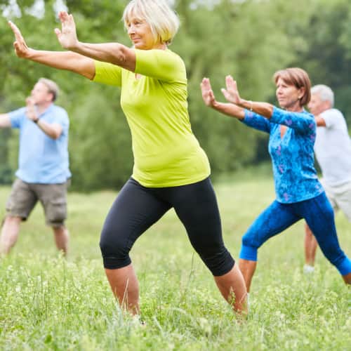 Seniors doing Tai Chi