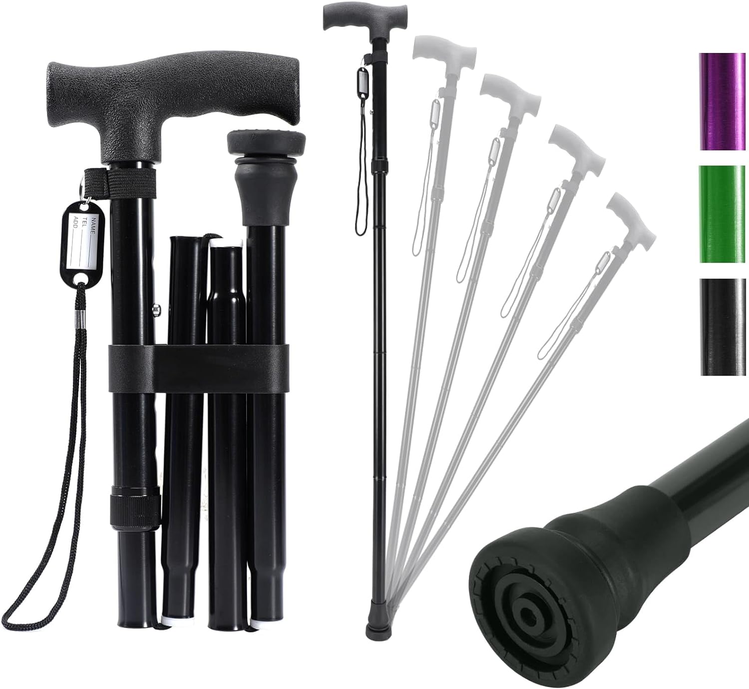 Folding travel canes