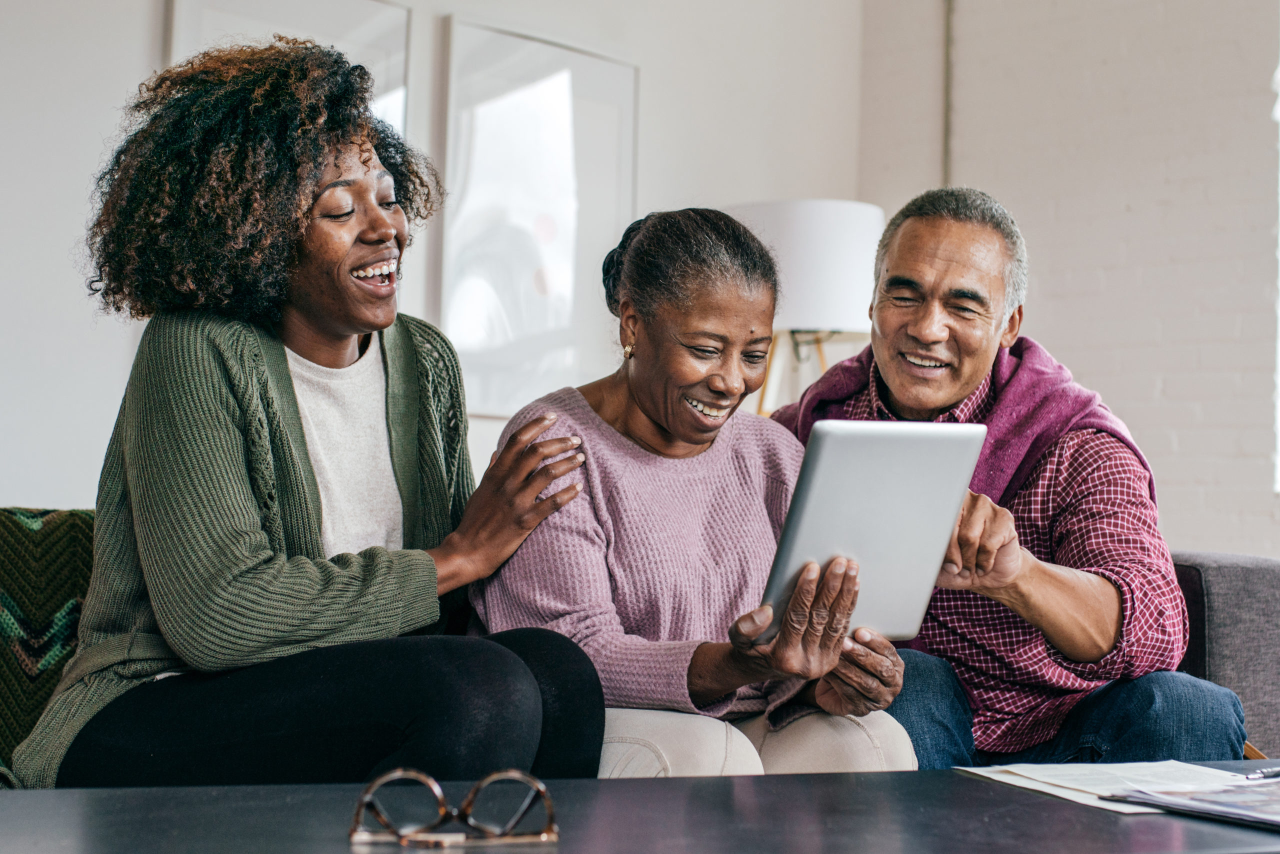 Senior couple and daughter having fun