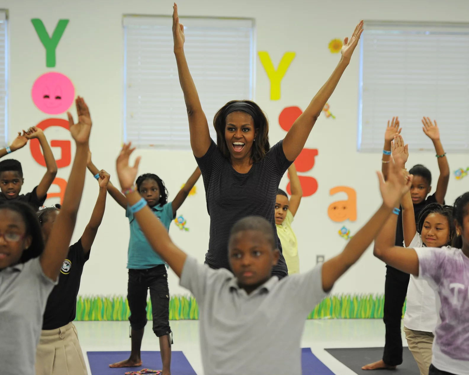 Michelle Obama enjoying with kids Let's Move movement
