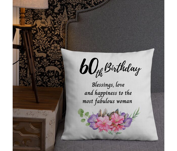 60th Birthday Floral Pillow