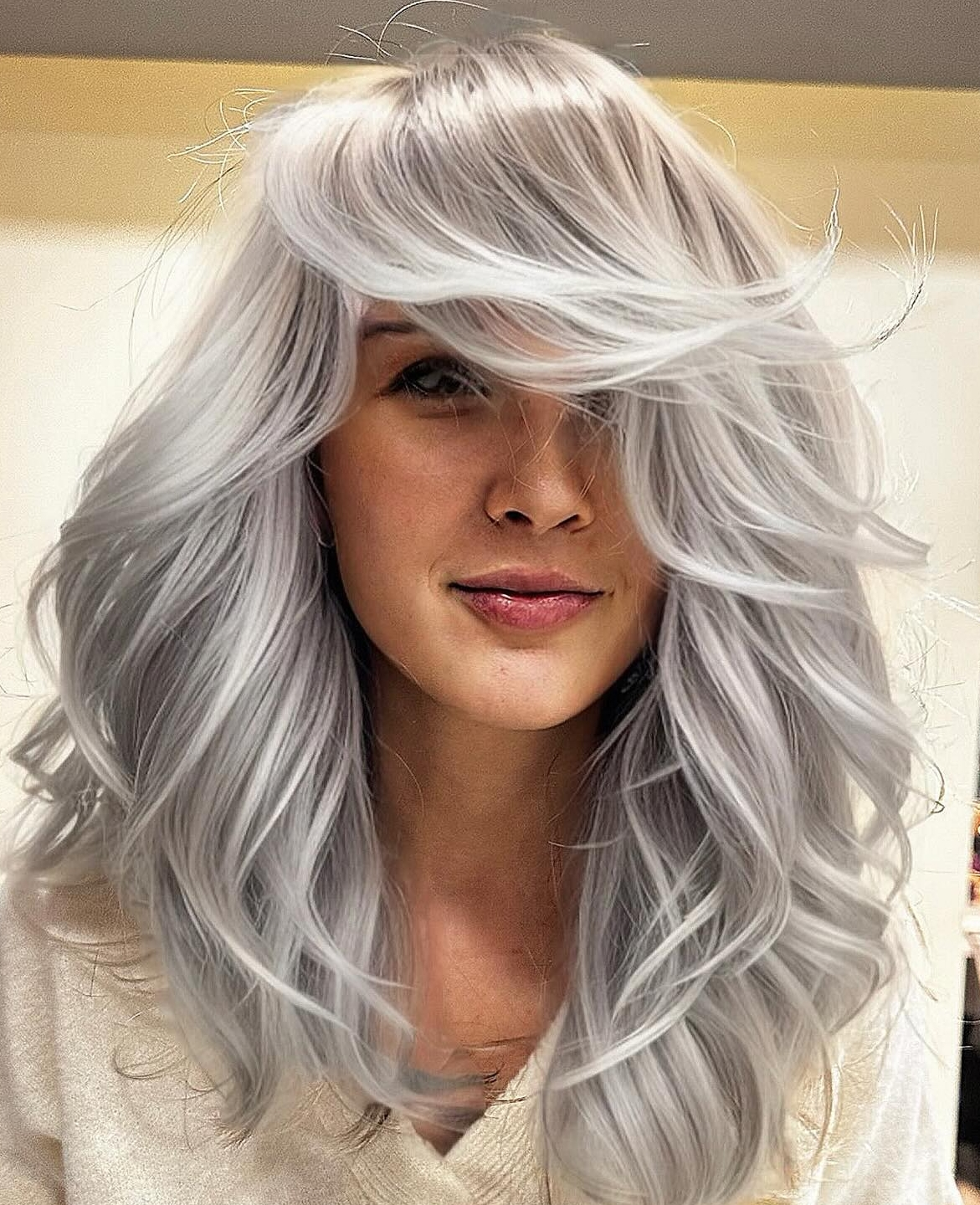 Enticing Gray Medium-Length Hair