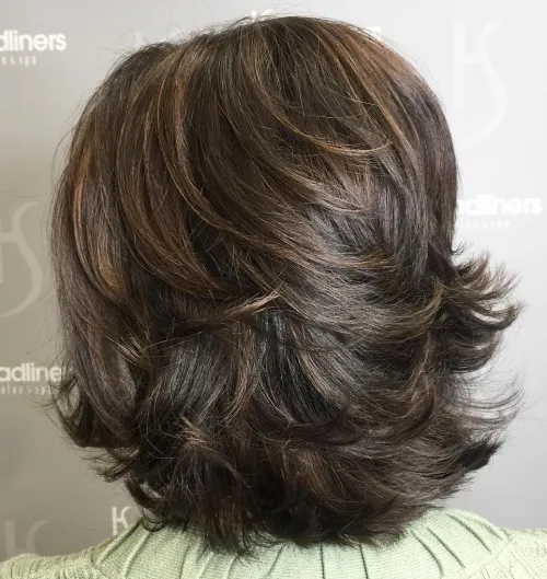 Feathered Shoulder-Length Cut for Thick Hair