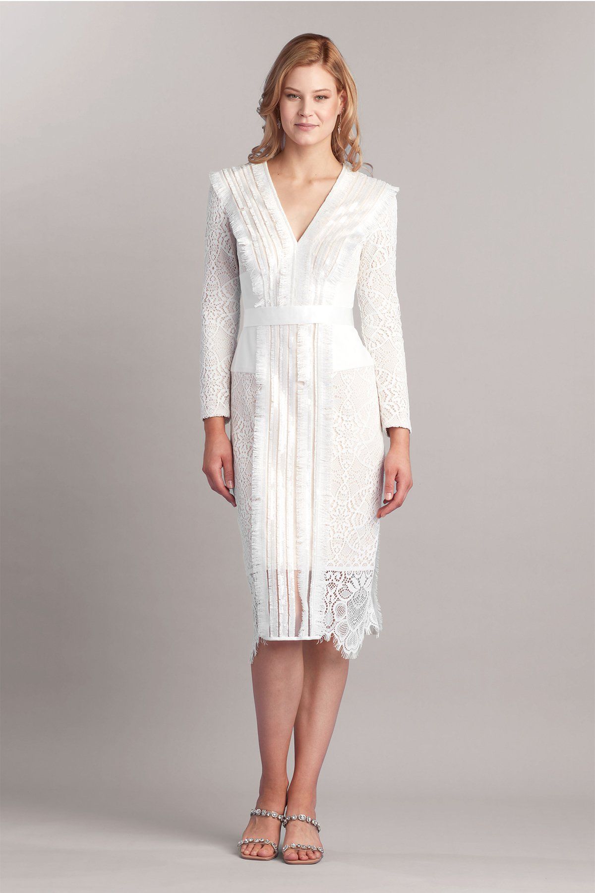 Short Fringe and Lace Dress from David’s Bridal