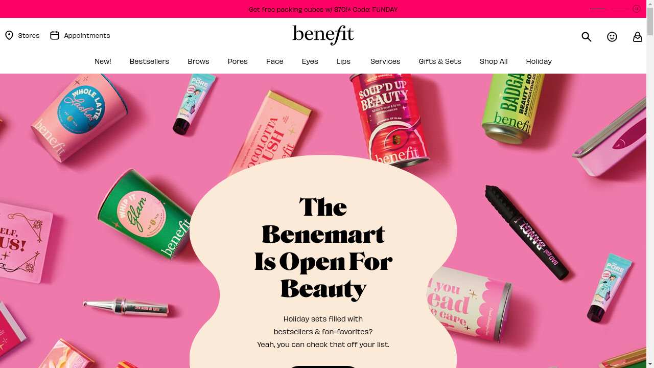 Benefit Cosmetics website